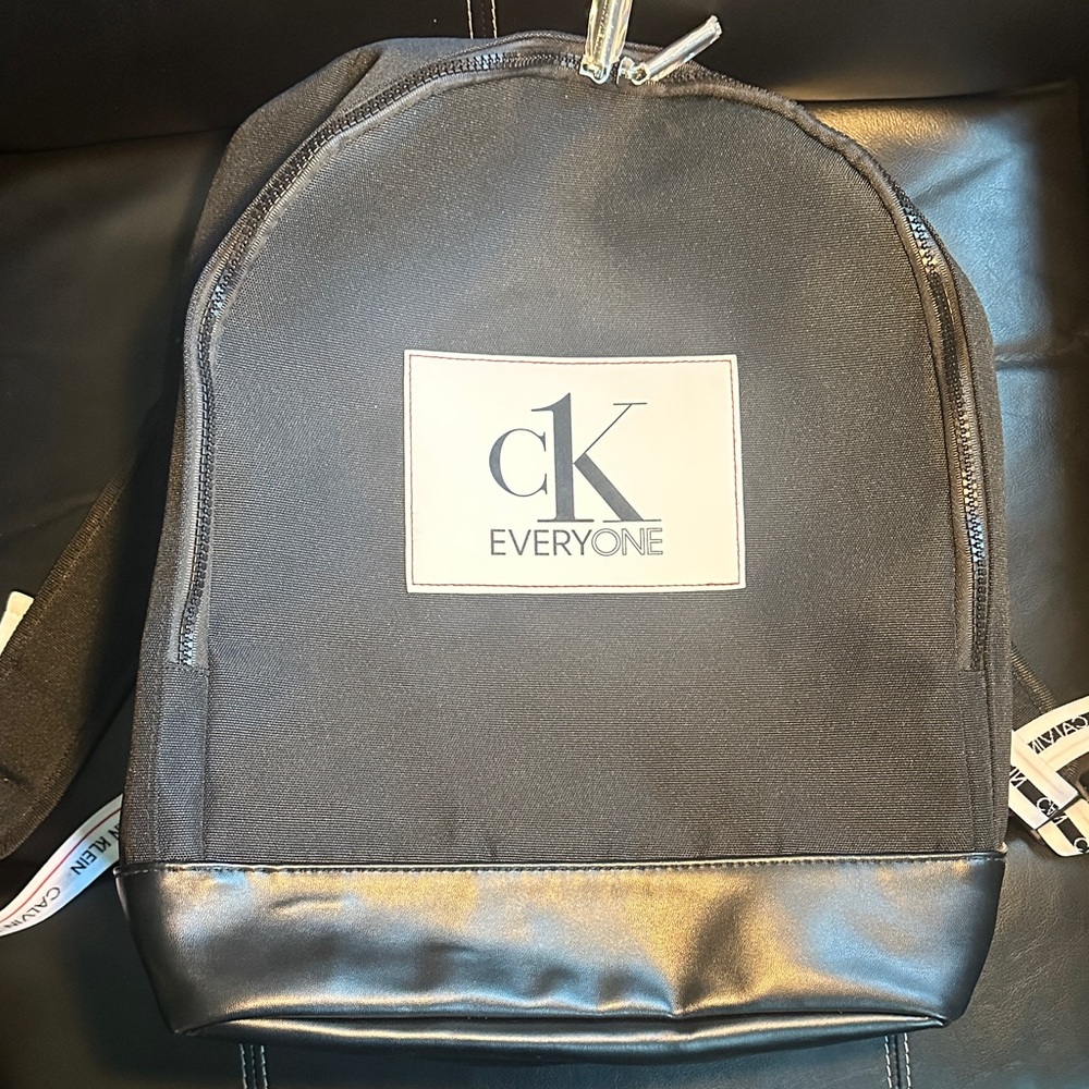 Calvin Klein CK Everyone Black Faux Leather Backpack Rucksack Gym Travel - Picture 2 of 8